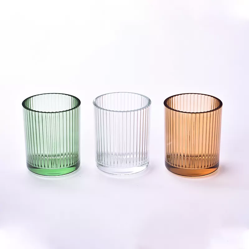12oz verticale gestreepte glazen kaarsenhouder