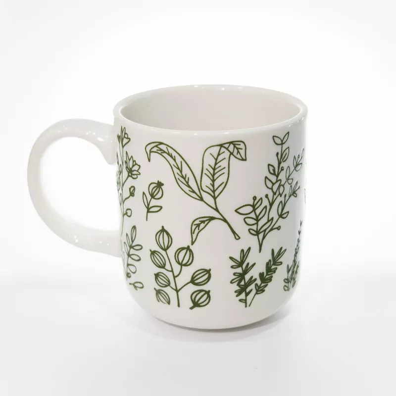 Botanische print witte steengoed mok Botanische print witte steengoed mok