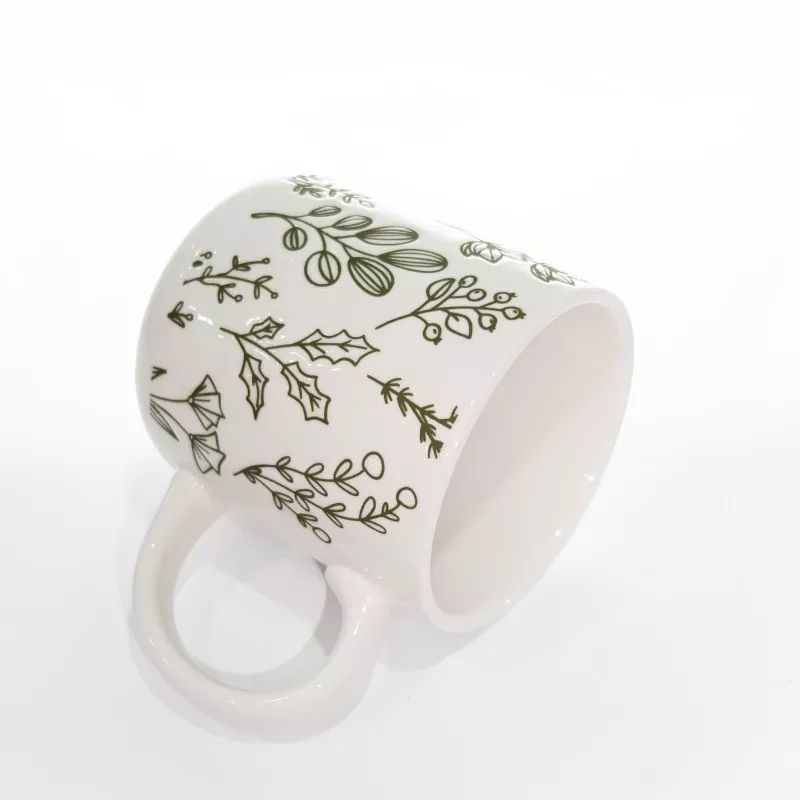 Botanische print witte steengoed mok