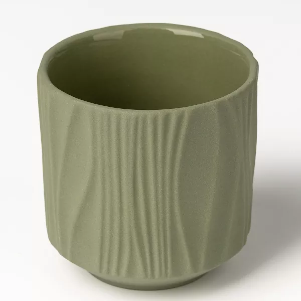 Vierkleurige matte verticale patroon keramische kandelaars