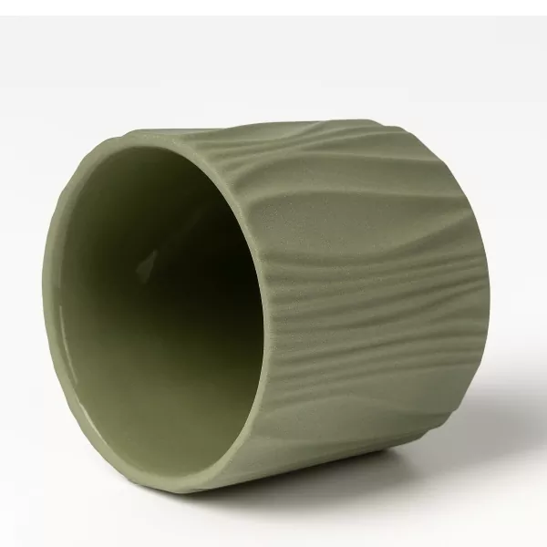 Vierkleurige matte verticale patroon keramische kandelaars