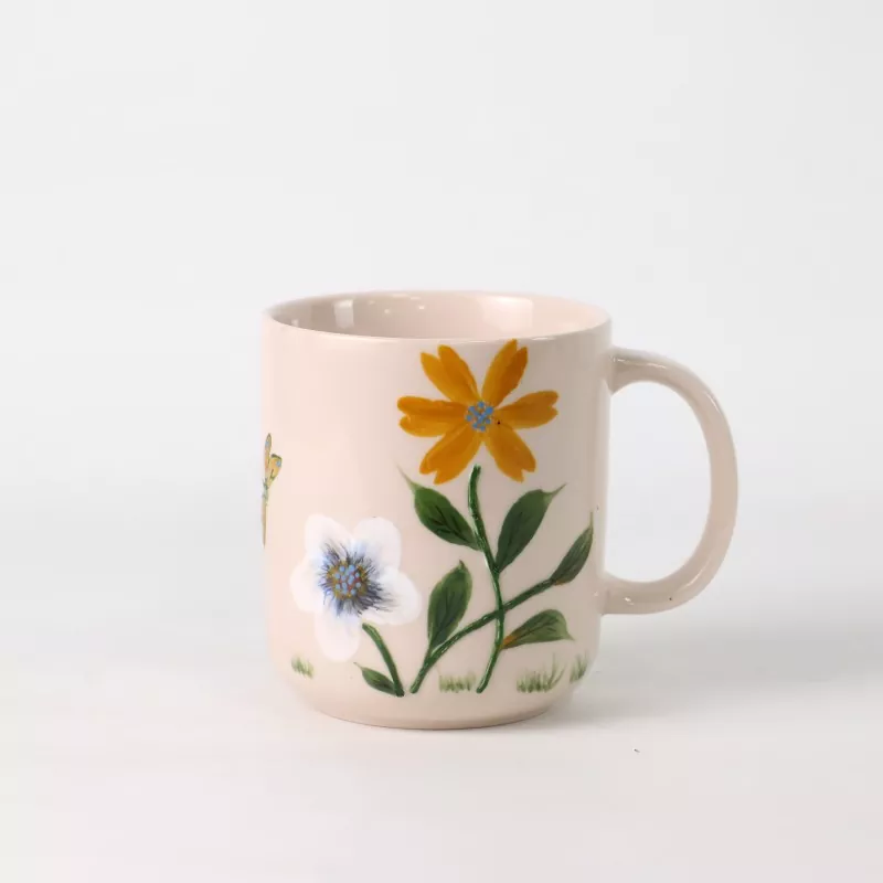 Hand Painted Floral Ceramic Mug